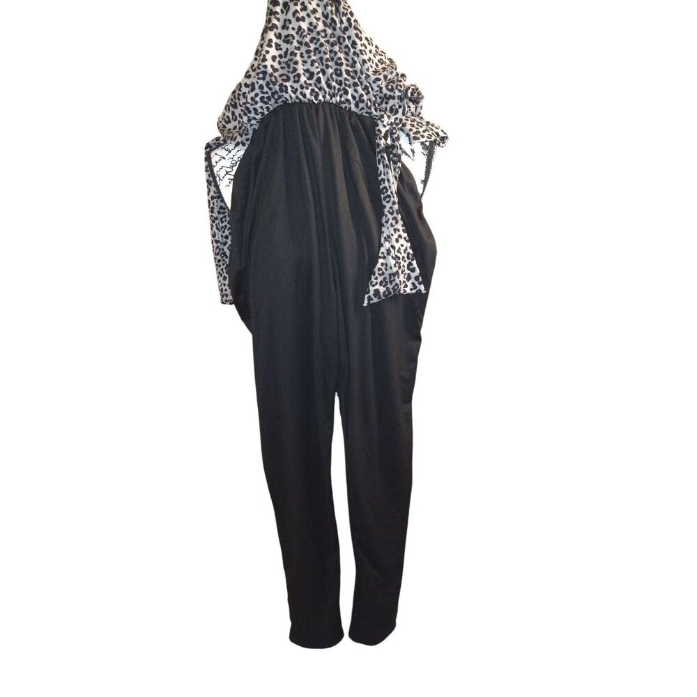 French Atmosphere Womens Leopard Print Long-Sleeve Top L Polyester/Spandex Made - Picture 4 of 13
